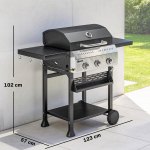 Gaasigrill 123x57x102 cm Must Roostevaba Teras
