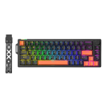 Furycube V68 mehaaniline m&auml;nguklaviatuur, 65 %, RGB, p&ouml;&ouml;ratava juhtnupuga, must-oranž