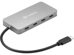 Sandberg USB-C 4 x USB-C keskseade 136-41, 4 x USB 3.2 Gen 1, 10000 Mbit/s, alumiinium, hall