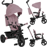 Kolmerattaline lastele, p&ouml;&ouml;ratav iste, vanema k&auml;epide, PU-rattad Lionelo Haari 2in1 Pink Rose