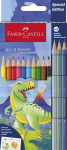 Kuusekandilised dinosaurus v&auml;rvipliiatsid 10+3col + kleebised - Faber Castell, FC112136