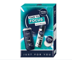 Nivea Men Time to Focus komplekt meestele: du&scaron;igeel, 250 ml + pihustatav antiperspirant, 150 ml + n&auml;o- ja kehakreem, 30 ml
