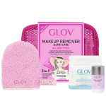 Reisikomplekt Glov Pink: meigieemalduskinnas On-The-Go + meigipuhastuskinnas Quick Treat + meigieemalduskinda puhastaja Magnet Cleanser + kosmeetikakott