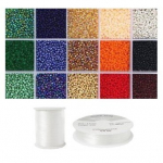 Niidid ja klaasist &uuml;mmargused toruhelmed 12/0 RainBow&reg; 15 tumedat v&auml;rvi 10 g komplekt