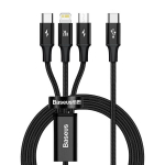 Kaabel Baseus Rapid 3in1 USB Type C - USB Type C / Lightning / micro USB, 20 W 1,5 m (CAMLT-SC01)