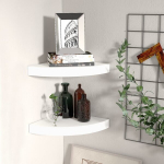 vidaXL nurgariiulid, 2 tk, valge, 25 x 25 x 3,8 cm MDF