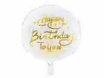 Fooliumist &otilde;hupall "HappyBirthdayToYou" 35 cm valge