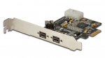 Digitus Firewire (800) PCI Exp. Kaart / kontroller, 2x Ext. 1x sisemine IEEE1394b 9 kontaktiga, madal profiil, kiibistik: XIO2213B
