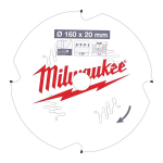 Milwaukee ketassaetera CSB P FC 4932471293, 160mm, 20mm, 1.8mm, 4 hammast, D, +10&deg;, PTFE-kate, laserl&otilde;igatud