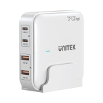 Laadija - UNITEK P1228AWH01-EU 70W 2x USB-C 2x USB-A Valge