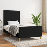 vidaXL voodiraam peatsiga, must, 90x200 cm, kangas