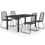 vidaXL 5-osaline aiam&ouml;&ouml;blikomplekt, PVC-rotang, must