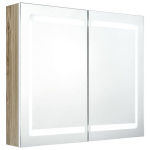 vidaXL LED vannitoa peegelkapp, valge, tamm, 80 x 12 x 68 cm