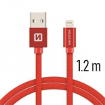 USB kaabel Swissten Textile 3A Lighthing, 1.2 m, punane