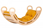 Puidust kiiktool, rocker Montessori, sinep, 100 cm