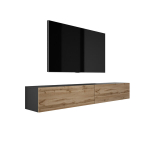 TV -kaapin roikkuva 2 X 100 CM Matt Black/Wotan tamm