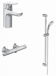 IdealStandard Ceraflex komplekt 3IN1: valamusegisti Ceraflex Grande p&otilde;hjaklapiga, termostaadiga du&scaron;isegisti CERATHERM T25 ja 900 mm du&scaron;ialus kolmefunktsioonilise k&auml;sitsi du&scaron;ipeaga, kroom. BD012AA