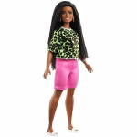 Nukk Barbie Fashionistas 144 Long Brunette Braids with Neon Green