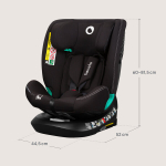 Turvatool, Lionelo, Bastiaan One i-Size, 4 &uuml;hes, k&uuml;lgkaitse, 4-positsioonilise lamava seljatoega, 13-positsioonilise reguleeritava peatoega, 360-kraadine p&ouml;&ouml;rlemine, &uuml;lemine kinnitusrihm, 0-36 kg, 40-150 cm, Isofixiga, vastab ECE R129 standardile, must