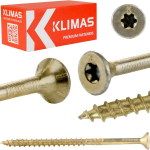 50 tk puidukruvid 8x120 mm, koonilised, TORX, Klimas WKCS, 50 vnt. Staliaus varžtai medžiui 8x120 mm, kūginiai, TORX, Klimas WKCS