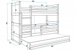 Lastevoodi BMS69B, 90x200 cm, valge