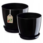 Lillepott alusega, Must, Komplekt 18+20cm