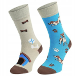 Koeramotiiviga sokid,  mehele, kes armastab koeri, Comodo, Funny SM1/56, sinine/beeži v&auml;rvi.