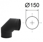 90&deg; toru, Must metall 2 mm, D-150 mm