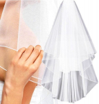 Juustele White Wedding Veil pikk 76 cm t&uuml;lli kaunistusega