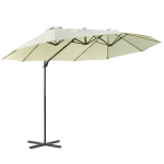 Outsunny kahekordne p&auml;ikesevarju Cantilever p&auml;ikesevarju Kahekorruseline p&auml;ikesevarju koos v&auml;ntmehhanismiga Reguleeritav aia p&auml;ikesevarju P&auml;ikesekaitse metall Kreemvalge 440 x 270 x 250 cm