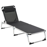 Outsunny p&auml;ikesevoodi aias lamamistool alumiiniumist kangast lamamistool l&otilde;&otilde;gastuda lamamistool 5-kordne reguleeritav kokkupandav ergonoomiline v&otilde;rkkangas must 170 x 60 x 76 cm
