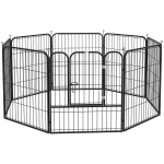 PawHut kutsikate metallist v&auml;lik&auml;imla, uksega, kohandatav, must, 79x79cm, Juoda