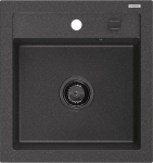 Graniidist k&ouml;&ouml;givalamu Mexen Vito sifooniga, Black granite+Black, 520 x 490 mm