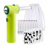 Tekstiilist pihustusmarkerite komplekt , Jolly, airbrush + 12 pihustusmarkerit + 4 &scaron;ablooni + USB kaabel