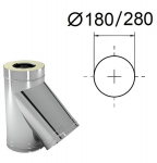 Isoleeritud 45&deg; tee koos adapteriga. D-180/280 mm.