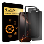 2 tk. Privacy klaasid m&otilde;eldud iPhone 16 Pro Max, koos spetsiaalse raamiga.