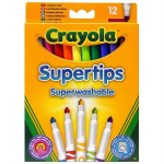 Markerid CRAYOLA SuperTips, 12-osaline komplekt, mahapestavad, erksad v&auml;rvid, peenikestest kuni laiade joonteni
