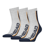 Sokid Head Stripe Short Crew, 3 paari, valge/tumesinine, Unisex