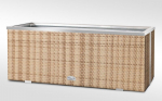 Alumiiniummetallist viimistlusega &otilde;ues olev pol&uuml;uretaanist lillepott, &otilde;lgedega, 100 cm x 30 cm x 60 cm