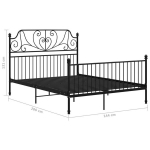 vidaXL voodiraam must, metall ja vineer, 140x200 cm