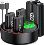 Zruxe kordused aku Xbox Series/Xbox One ombudsmani aku jaoks, 4x1200 mAh kontroller aku jaoks obstraalidega aku jaoks