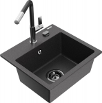 Graniidist k&ouml;&ouml;givalamu Mexen Milo koos segisti ja sifooniga, Black granite+Black/Chrome