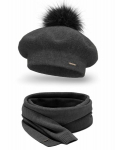 Vivisence naiste barett pom pom elegantne talvem&uuml;tsi ja salli komplekt soe peakate ja kaelar&auml;tt talvel ja s&uuml;gisel soe paks, talvine komplekt naistele, valmistatud eu, tumehall,