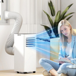 HOMCOM teisaldatav kliimaseade 3-in-1 &ndash; jahutus, &otilde;hukuivati, ventilaator, v&auml;ljat&otilde;mbevoolik, 7000BTU &otilde;hujahuti 2 kiiruse, taimeri, kaugjuhtimispuldi, lapseluku, valge, Balta