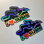 2x folien-zentrum 'i Love Sushi' hologramm &otilde;lilaigu vikerkaare must kleebis metallik efektiga, 'shocker Hand' auto Jdm Tuning Oem Dub Decal Sticker Bomb Sticker Illest Dapper Fun Oldschool