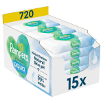 Pampers Harmonie Aqua niisked salvr&auml;tikud, 15 pakki &aacute; 48 niisket salvr&auml;tikut - 720 niisket salvr&auml;tikut, mis aitavad taastada naha loomuliku Ph taseme, kerge losjoon 99% veega