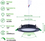 Led s&uuml;vistatavad kohtvalgustid, 230 v lamedad, 5 w led kohtvalgustid, k&uuml;lm valge, 6000 k, &uuml;mmargused mattmusta metallist s&uuml;vistatavad valgustid, laekohtvalgustid, &otilde;hukesed laekohtvalgustid, s&uuml;vistatavad kohtvalgustid k&ouml;&ouml;ki
