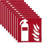 Mbs-fire - Brandschutzfachhandel tulekustuti m&auml;rk 150x150mm Pvc fotoluminestseeruv isekleepuv Din En Iso 7010 F001 Din 67510 tuleohutusm&auml;rkide pakend, 10 tk