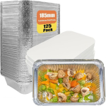 Jinphon alumiiniumkausside komplekt, 125 tk, alumiiniumkausid kaantega, 700 ml &uuml;hekordselt kasutatavad kausid kaantega, k&uuml;psetamiseks ja hoiustamiseks, vastupidavad, alumiiniumist grillrestid &uuml;ritusteks, pidustusteks ja toitlustuseks