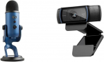 Blue Microphones Yeti professionaalne Usb mikrofon salvestamiseks, voogedastuseks, taskuh&auml;&auml;lingusaadete jaoks, tumesinine ja Logitech C920 Hd Pro veebikaamera, Full Hd 1080p, 78&deg; vaatev&auml;li, automaatne fookus - must